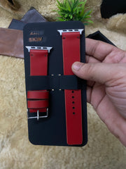 Red Leather Strap Simple Style Straps for Apple Watch Leather Band | ZINOSKINS