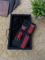 Red Leather Strap Cross Stitch Style Straps for Apple Watch Leather Band | ZINOSKINS