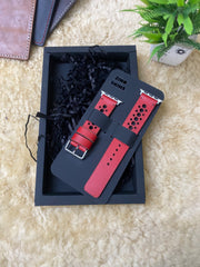 Red Leather Strap N Band Style Straps for Apple Watch Leather Band | ZINOSKINS