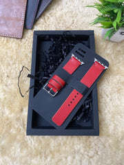 Red Leather Strap Simple Style Straps for Apple Watch Leather Band | ZINOSKINS