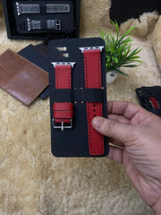 Red Leather Strap Full Stitch Style Straps With Red Self Thread for Apple Watch Leather Band | ZINOSKINS