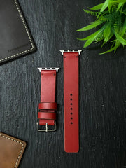 Red Leather Strap Simple Style Straps for Apple Watch Leather Band | ZINOSKINS