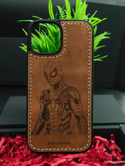 Premium Leather Case for iPhone 11  Back Cover With Spiderman Engraved by Zinoskins