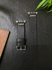 Black Leather Strap Cross Stitch Style Band for Apple Watch | ZINOSKINS