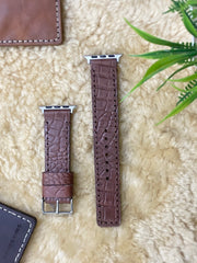 Brown Crocodile Print Leather Full Stitch Style Straps for Apple Watch | ZINOSKINS