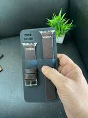 Dark Brown Leather Strap Cross Stitch Style Straps for Apple Watch Leather Band | ZINOSKINS