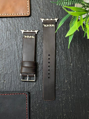 Dark Brown Leather Strap Cross Stitch Style Straps for Apple Watch Leather Band | ZINOSKINS