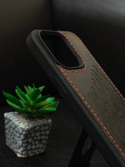 Premium Leather Case for iPhone 15 Back Cover With Motivational Quote Focus on Good Engraved by Zinoskins