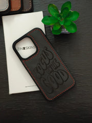 Premium Leather Case for iPhone 11 Back Cover With Motivational Quote Focus on Good Engraved by Zinoskins