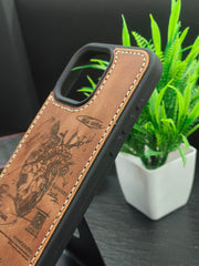 Premium Leather Case for iPhone 15 Plus Back Cover With Heart Engraving by Zinoskins