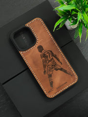 Premium Leather Case for iPhone 15 Plus Back Cover With Ronaldo Engraved by Zinoskins