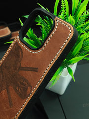 Premium Leather Case for iPhone 12 Mini Back Cover With Deadpool Engraved by Zinoskins