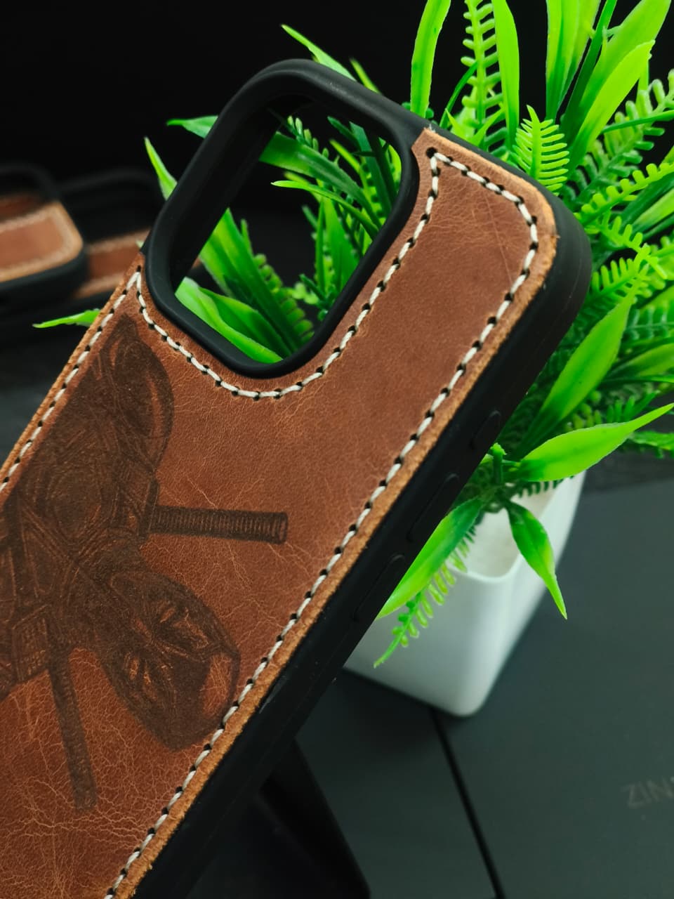 Premium Leather Case for iPhone 11  Back Cover With Deadpool Engraved by Zinoskins