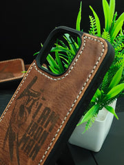 Premium Leather Case for iPhone 15 Back Cover With Ironman Engraved by Zinoskins