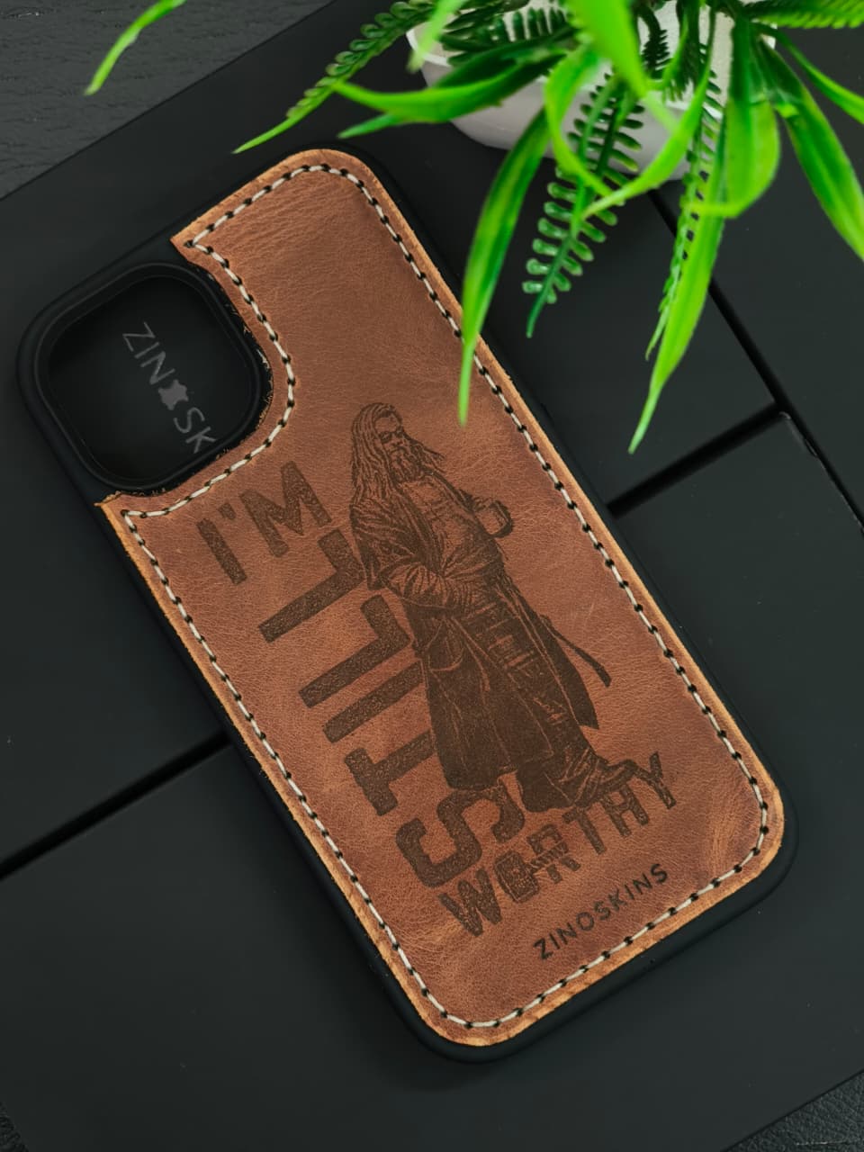 Premium Leather Case for iPhone 16 Plus Back Cover With Hulk Smashh Engraved by Zinoskins