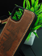 Premium Leather Case for iPhone 16 Plus Back Cover With Hulk Smashh Engraved by Zinoskins