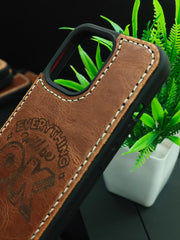 Premium Leather Case for iPhone 15 Pro Max Back Cover With Every Thing Wil Be OK Engraved by Zinoskins