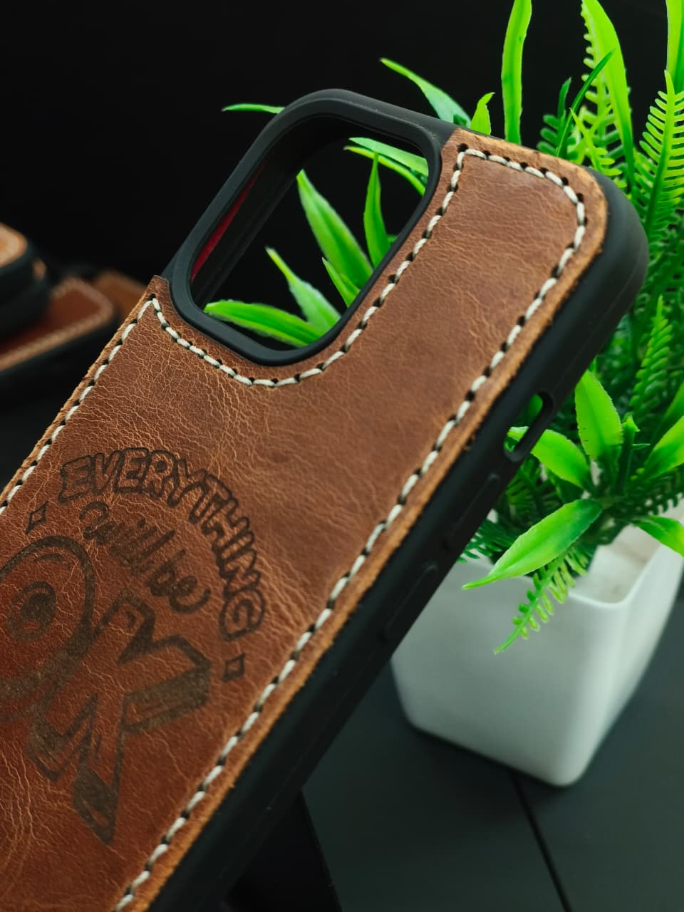 Premium Leather Case for iPhone 11 Pro Back Cover With Every Thing Wil Be OK Engraved by Zinoskins