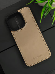 Premium Leather Case for iPhone 16 Pro Back Cover With Stone Grey Solid Color by Zinoskins