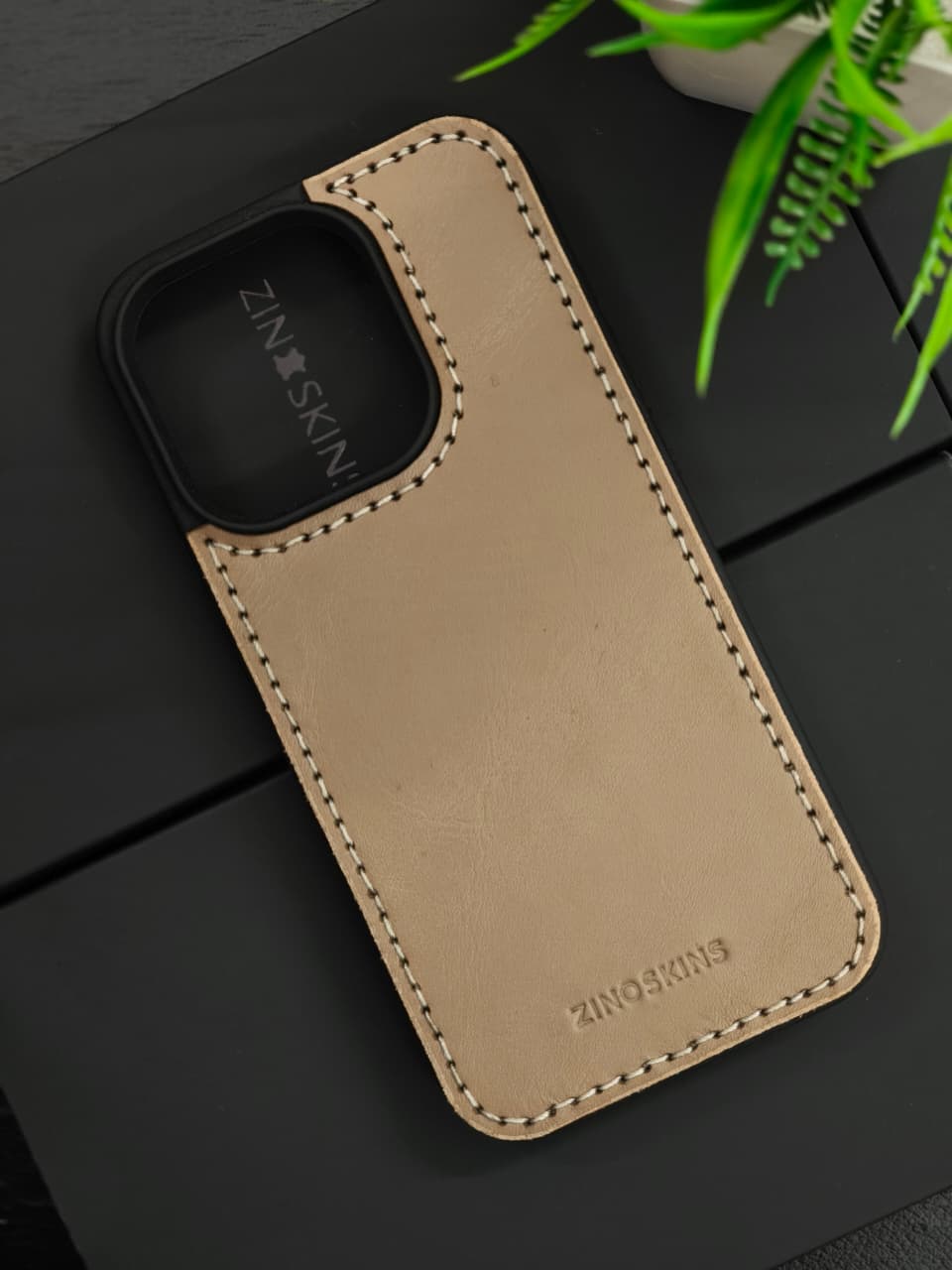 Premium Leather Case for iPhone 11  Back Cover With Stone Grey Solid Color by Zinoskins